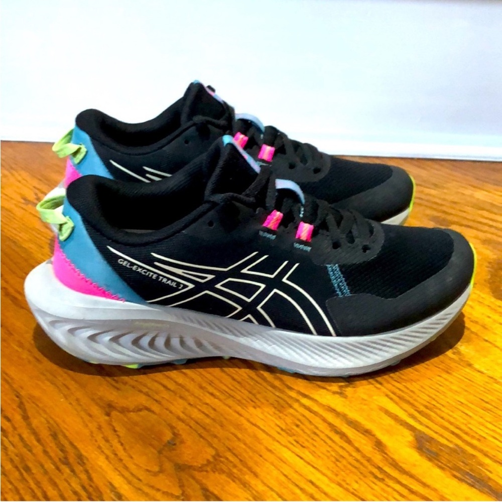 Asics Black and Pink Athletic Shoes